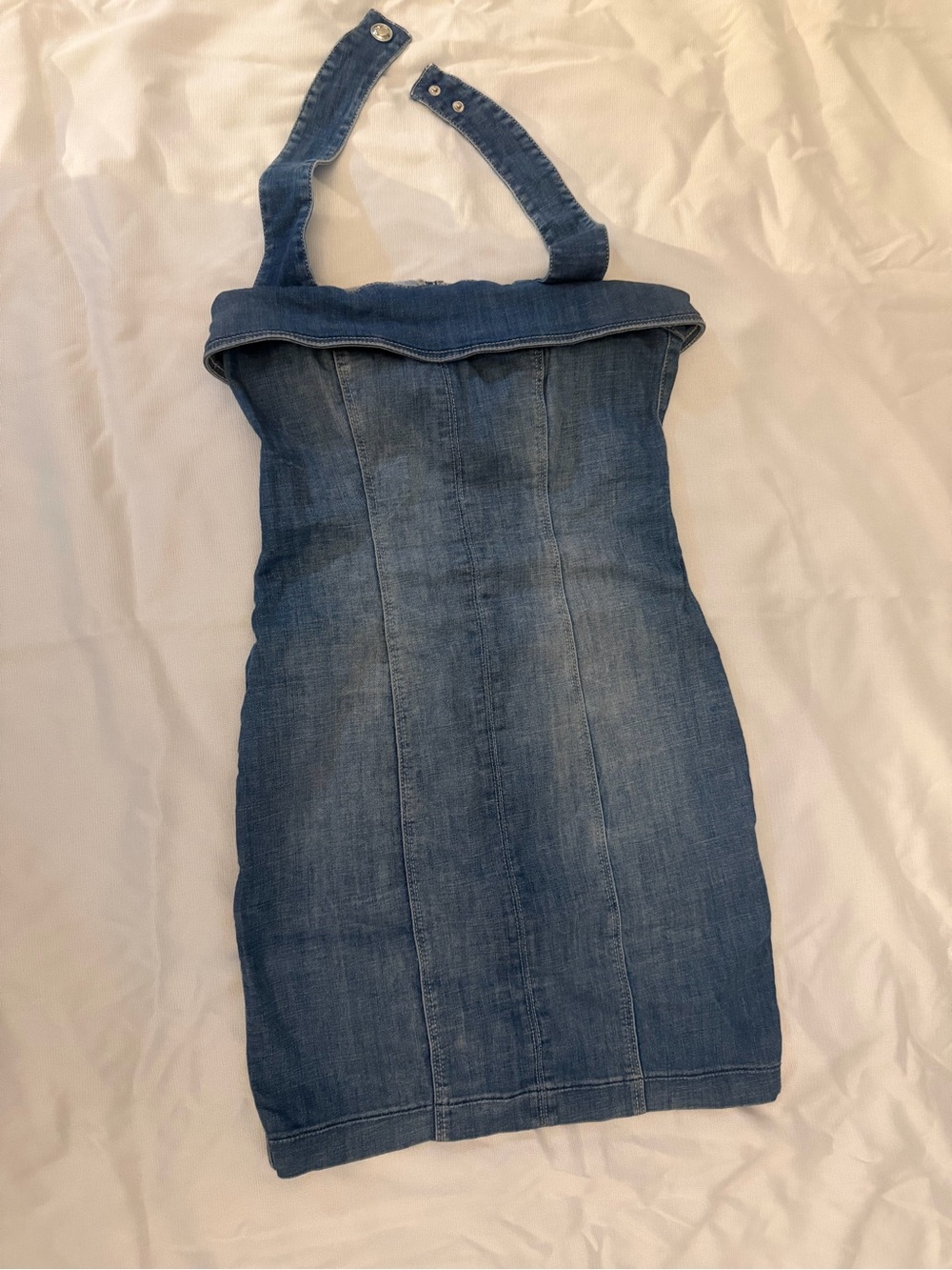 Guess Denim Strapless Mini Dress in Blue Wash